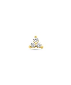 LEV Sieraden | Lev Sieraden - 14 karaat Geelgouden Labret 1.0 x 8 mm met 3 zirkonia 3.5 mm steentjes - Piercing - labret piercing - neuspiercing staafje - tragus piercing - Monroe piercing- Oorpiercing-helix | Nu te koop bij 14Karaats.nl | 10001087-Earrings/Body-piercing Jewellery