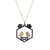 Hôbe | HÔBE | Panda Hanger | 14 Karaat Goud Verguld Messing| Zwart Celluloseacetaat | Lengte: 4.5cm | Breedte: 3.5 cm | 100% Nikkelvrij | Handgemaakt | Zonder Ketting | Nu te koop bij 14Karaats.nl | 10001091-Pendants