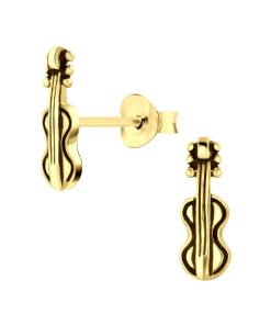 JYC | Joy|S - Zilveren gitaar oorbellen - gold plated | Nu te koop bij 14Karaats.nl | 10001087-Earrings/Body-piercing Jewellery