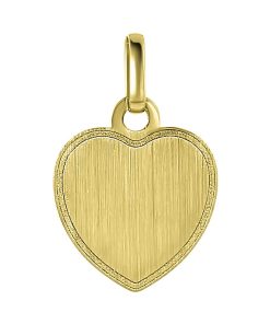 Lucardi | Lucardi Dames 14 Karaat geelgouden graveerplaat hart mat - Hanger - 14 Karaat Goud - Geelgoud | Nu te koop bij 14Karaats.nl | 10001091-Pendants