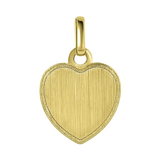 Lucardi | Lucardi Dames 14 Karaat geelgouden graveerplaat hart mat - Hanger - 14 Karaat Goud - Geelgoud | Nu te koop bij 14Karaats.nl | 10001091-Pendants