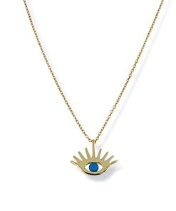 Star juwelier | Gouden Ketting Boze Oog Hanger Turkoois 14 karaats | Nu te koop bij 14Karaats.nl | 10001091-Pendants