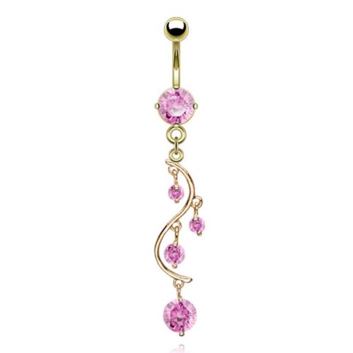 LMPiercings NL | Navelpiercing hart gold plated 14kt. fijne hanger roze - LMPiercings | Nu te koop bij 14Karaats.nl | 10001087-Earrings/Body-piercing Jewellery