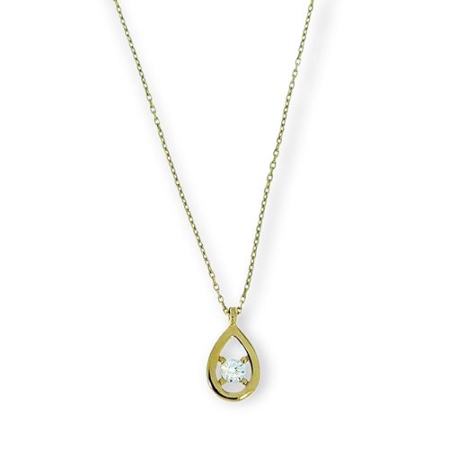 Star juwelier | Gouden Ketting Druppel Hanger Zirkonia 14 karaats 41 + 2 cm | Nu te koop bij 14Karaats.nl | 10001091-Pendants