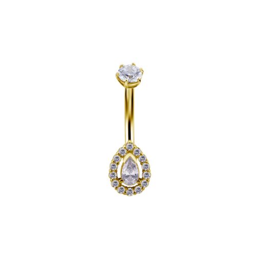 Piercings works | Gouden Peer Navelpiercing – Tijdloze Luxe in 18 Karaat Goud | Nu te koop bij 14Karaats.nl | 10001087-Earrings/Body-piercing Jewellery