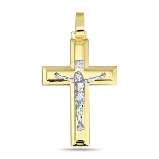 Zwartevalk | Juwelier Zwartevalk 14 karaat gouden bicolor kruis hanger - 14.291-JW | Nu te koop bij 14Karaats.nl | 10001091-Pendants