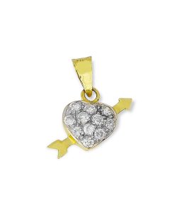 Star juwelier | Gouden Cupido Hart Hanger Zirkonia 14 karaats | Nu te koop bij 14Karaats.nl | 10001091-Pendants