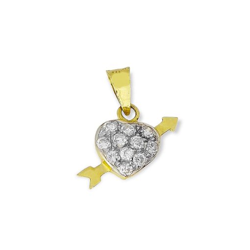 Star juwelier | Gouden Cupido Hart Hanger Zirkonia 14 karaats | Nu te koop bij 14Karaats.nl | 10001091-Pendants