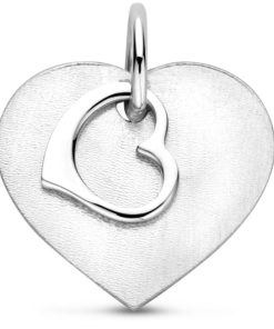 Kasius | zilver gerhodineerd graveerhanger hartje poli/mat 13 mm 1340459 | Nu te koop bij 14Karaats.nl | 10001091-Pendants