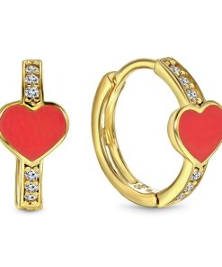 Juwelier Emo | Juwelier Emo - Hart Oorbellen Goud - 14 Karaat – ROOD – Diameter 12mm | Nu te koop bij 14Karaats.nl | 10001087-Earrings/Body-piercing Jewellery