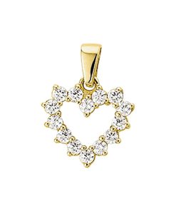 The Jewelry Collection | The Jewelry Collection Hanger Hart Zirkonia - Goud | Nu te koop bij 14Karaats.nl | 10001091-Pendants