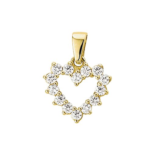 The Jewelry Collection | The Jewelry Collection Hanger Hart Zirkonia - Goud | Nu te koop bij 14Karaats.nl | 10001091-Pendants