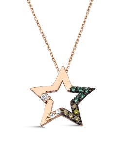 QoF | 18K Goud Ster met Swarovski® Kristal Ketting - 40cm +5cm | Nu te koop bij 14Karaats.nl | 10001091-Pendants