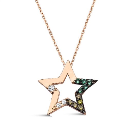 QoF | 18K Goud Ster met Swarovski® Kristal Ketting - 40cm +5cm | Nu te koop bij 14Karaats.nl | 10001091-Pendants