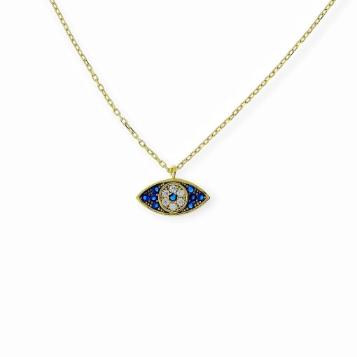 Star juwelier | Gouden Ketting Boze Oog Hanger Zirkonia 14 karaats | Nu te koop bij 14Karaats.nl | 10001091-Pendants