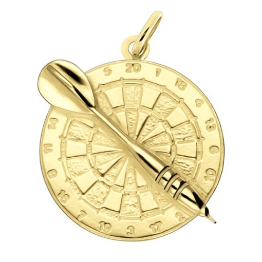 Zwartevalk | Juwelier Zwartevalk 14 karaat gouden dartbord en dart hanger 14.101.032 | Nu te koop bij 14Karaats.nl | 10001091-Pendants