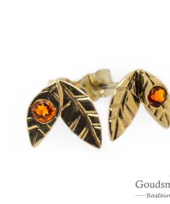 Scratched | SCRATCHED GOLD oorknoppen blaadjes citrien | Nu te koop bij 14Karaats.nl | 10001087-Earrings/Body-piercing Jewellery