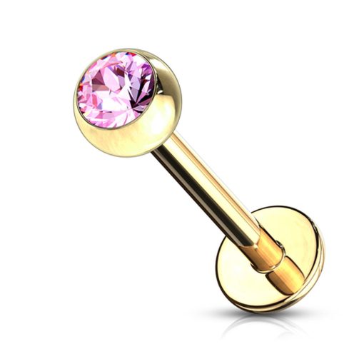 LMPiercings NL | piercing steentje roze gold plated - LMPiercings | Nu te koop bij 14Karaats.nl | 10001087-Earrings/Body-piercing Jewellery