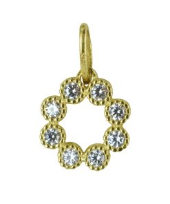 Silventi | Silventi 132401202 Gouden Hangertje - Dames - Cirkel - Zirkonia Steentjes - 7 mm Doorsnee - 14 Karaat - Bedel - Goud | Nu te koop bij 14Karaats.nl | 10001091-Pendants