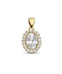 Kasius | 14K geelgoud hanger zirkonia halo 4028201 | Nu te koop bij 14Karaats.nl | 10001091-Pendants