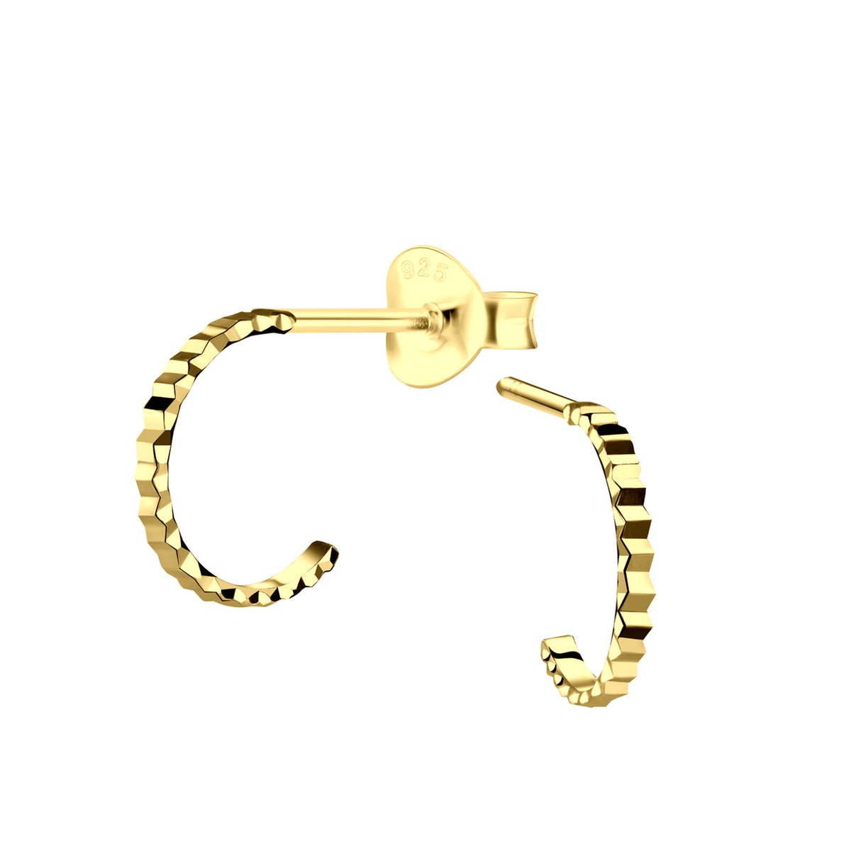 JYC | Joy|S - Zilveren oorringen stud - 10 mm - diamond cut t24 - gold plated | Koop bij 14Karaats.nl JYC | Joy|S - Zilveren oorringen stud - 10 mm - diamond cut t24 - gold plated | Nu te koop bij 14Karaats.nl | 10001087-Earrings/Body-piercing Jewellery