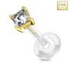 LMPiercings NL | 14 kt. piercing met vierkante witte steen geel goud - LMPiercings | Nu te koop bij 14Karaats.nl | 10001087-Earrings/Body-piercing Jewellery