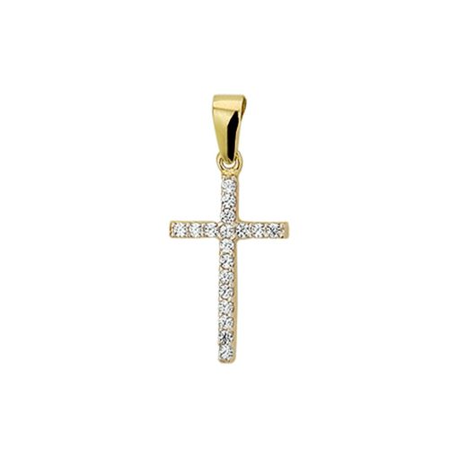 The Jewelry Collection | The Jewelry Collection Hanger Kruis Zirkonia - Goud | Nu te koop bij 14Karaats.nl | 10001091-Pendants