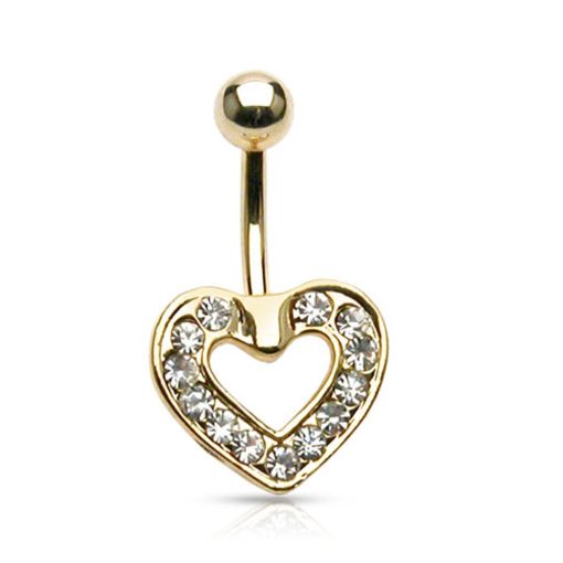 LMPiercings NL | Navelpiercing hart gold plated 14kt. met steentjes - LMPiercings | Nu te koop bij 14Karaats.nl | 10001087-Earrings/Body-piercing Jewellery