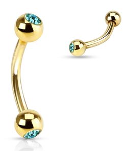 LMPiercings NL | Rook piercing steentje aqua gold plated | Nu te koop bij 14Karaats.nl | 10001087-Earrings/Body-piercing Jewellery