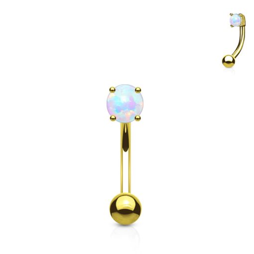 LMPiercings NL | Piercing gold plated rond opal 14 kt. - LMPiercings | Nu te koop bij 14Karaats.nl | 10001087-Earrings/Body-piercing Jewellery
