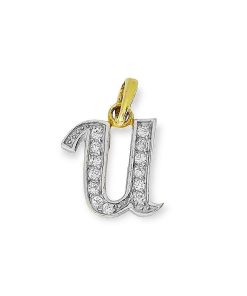 Star juwelier | Goud Hanger Letter U 14 karaats Zirkonia | Nu te koop bij 14Karaats.nl | 10001091-Pendants