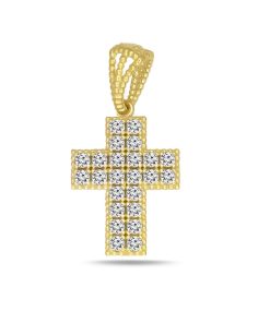 Zwartevalk | Juwelier Zwartevalk 14 karaat gouden kruis hanger met zirkonia - 14.294/15x10 | Nu te koop bij 14Karaats.nl | 10001091-Pendants
