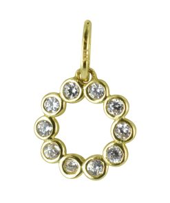 Silventi | Silventi 132401195 Gouden hangertje - Dames - Cirkel - Zirkonia Steentjes - 7