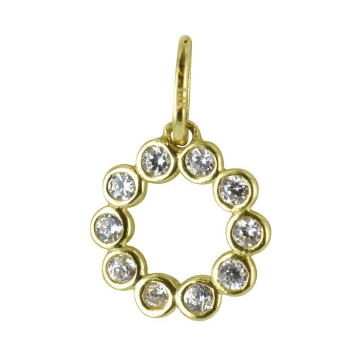 Silventi | Silventi 132401195 Gouden hangertje - Dames - Cirkel - Zirkonia Steentjes - 7