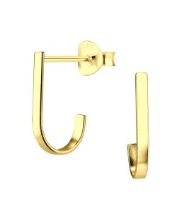 JYC | Joy|S - Zilveren oorbellen - haakvormig - rectangulair - gold plated | Nu te koop bij 14Karaats.nl | 10001087-Earrings/Body-piercing Jewellery