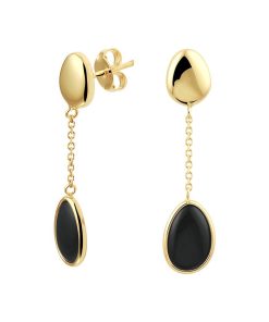 Its-Beautiful | Gouden Oorhangers met Zwarte Onyx Steen | Nu te koop bij 14Karaats.nl | 10001091-Pendants