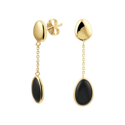 Its-Beautiful | Gouden Oorhangers met Zwarte Onyx Steen | Nu te koop bij 14Karaats.nl | 10001091-Pendants