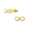 JYC | Joy|S - Zilveren Infinity oorbellen - blauw kristal - gold plated | Nu te koop bij 14Karaats.nl | 10001087-Earrings/Body-piercing Jewellery