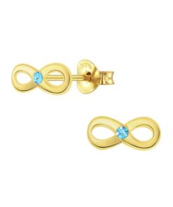 JYC | Joy|S - Zilveren Infinity oorbellen - blauw kristal - gold plated | Nu te koop bij 14Karaats.nl | 10001087-Earrings/Body-piercing Jewellery