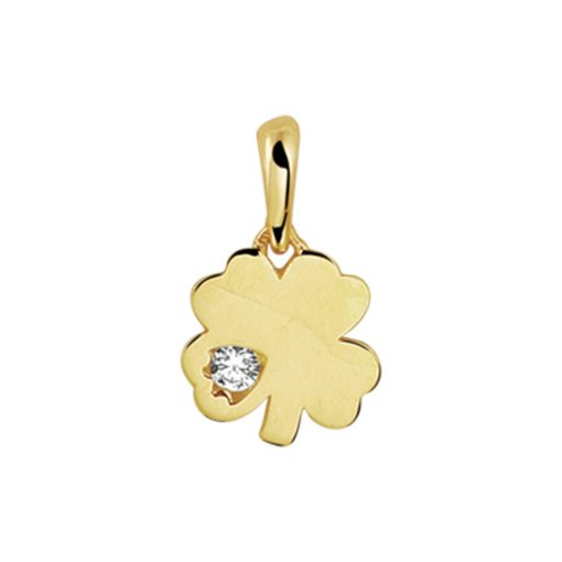 The Jewelry Collection | The Jewelry Collection Hanger Klaver Zirkonia - Goud | Nu te koop bij 14Karaats.nl | 10001091-Pendants