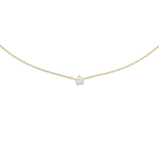 Its-Beautiful | Slank Anker Collier van Geelgoud met Kleine Zirkonia Hanger | Nu te koop bij 14Karaats.nl | 10001091-Pendants