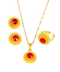 Abino.nl | Ethiopische   en Eritrese gouden kleur oorbellen hanger ring traditionele Afrikaanse Habesha vrouwen sieraden | Nu te koop bij 14Karaats.nl | 10001091-Pendants