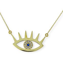 Star juwelier | Gouden Ketting Boze Oog Hanger Zirkonia 14 karaats | Nu te koop bij 14Karaats.nl | 10001091-Pendants