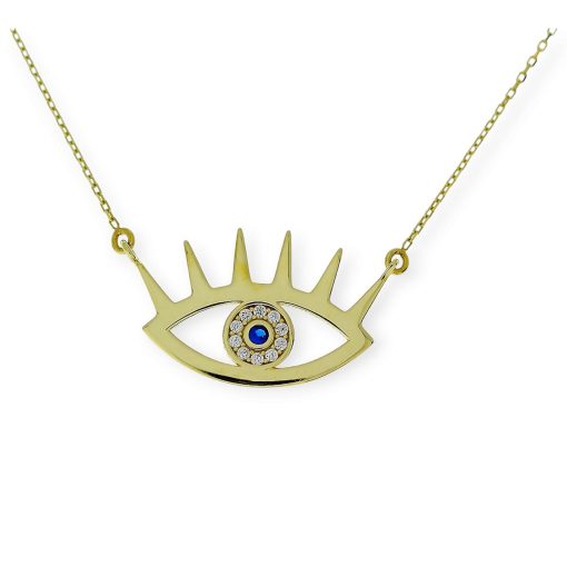 Star juwelier | Gouden Ketting Boze Oog Hanger Zirkonia 14 karaats | Nu te koop bij 14Karaats.nl | 10001091-Pendants