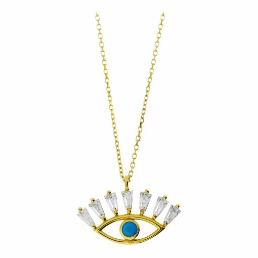 Star juwelier | Gouden Ketting Turkoois Zirkonia Hanger 14 karaats | Nu te koop bij 14Karaats.nl | 10001091-Pendants