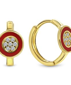 Juwelier Emo | Juwelier Emo - Rode Ronde Fantasie Oorbellen Goud 14 Karaat – Diameter 12mm | Nu te koop bij 14Karaats.nl | 10001087-Earrings/Body-piercing Jewellery