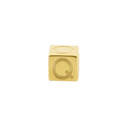 New Bling | New Bling 9NBG-912Q Gouden Kubus met Letter Q - 3