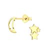 JYC | Joy|S - Zilveren maan en ster oorbellen - maan en sterren - gold plated | Nu te koop bij 14Karaats.nl | 10001087-Earrings/Body-piercing Jewellery