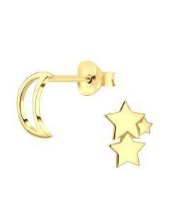 JYC | Joy|S - Zilveren maan en ster oorbellen - maan en sterren - gold plated | Nu te koop bij 14Karaats.nl | 10001087-Earrings/Body-piercing Jewellery