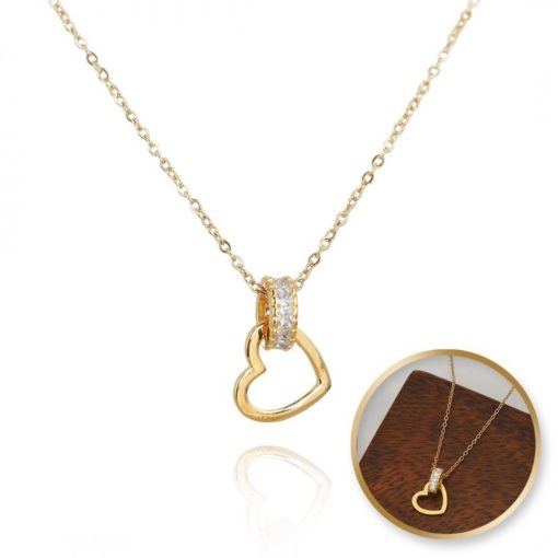 eCarla | Ketting met hartje zirkonia roestvrij staal verguld met 14 karaat goud / geweldige VERJAARDAG CADEAU / voor kinderen vrouwen sieraad dames meisjes / ketting met luxe doos / sieraden / halsketting / collier / elegante ketting met 14 k goudverguld / | Nu te koop bij 14Karaats.nl | 10001083-Anklets